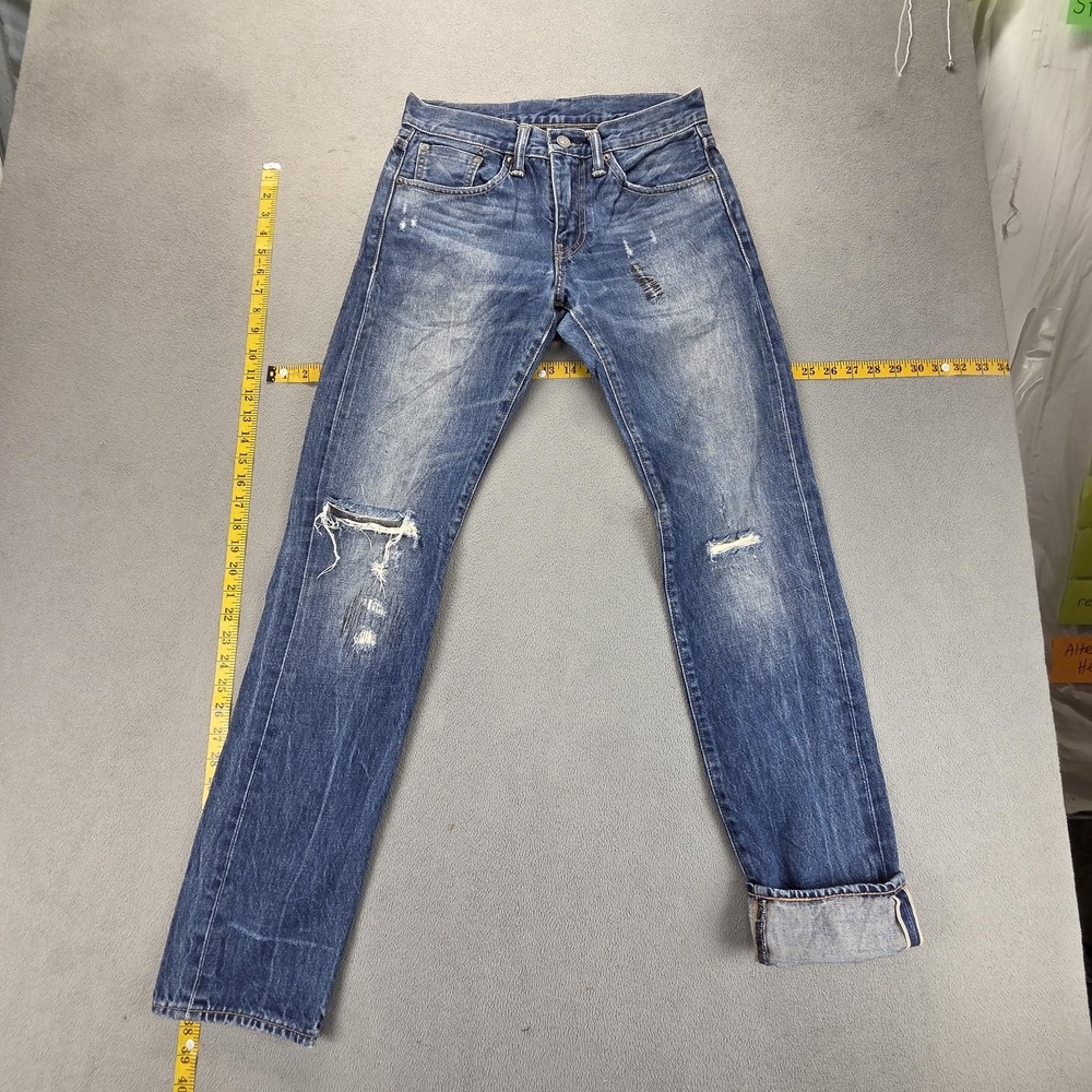 Levis 511 Jeans Mens 28x32 Blue Selvedge Thrashed Honeycomb Whiskers